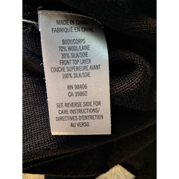 Theory Wool Silk Blend Black Asymmetric Sleeveless Dress Chiffon Overlay Size S - Picture 9 of 10